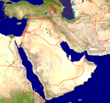 Naher Osten Satellit + Grenzen 2000x1877
